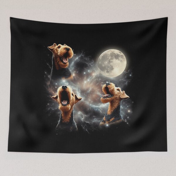 Item preview, Airedale Terrier Howling Moon Lover Dog designed and sold by MosaikkiArt.