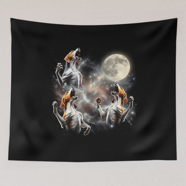 Item preview, American Foxhound Howling Moon Lover Dog designed and sold by MosaikkiArt.