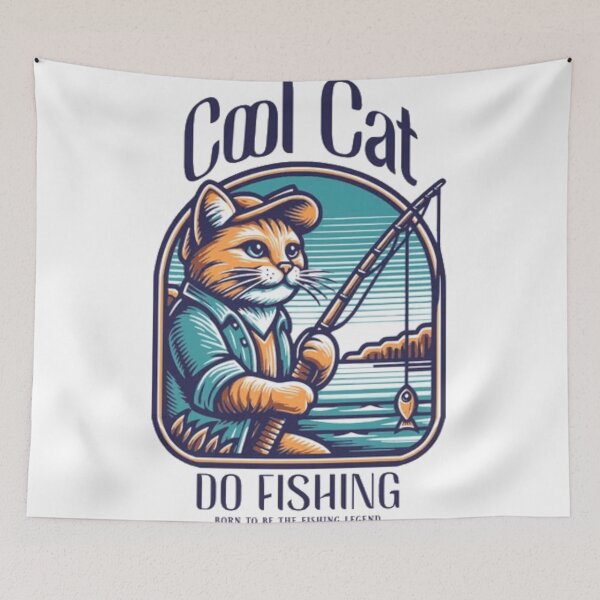 Item preview, Cool Cat Do Fishing – Retro Fishing Legend Tabby Art designed and sold by GenZFashion000.