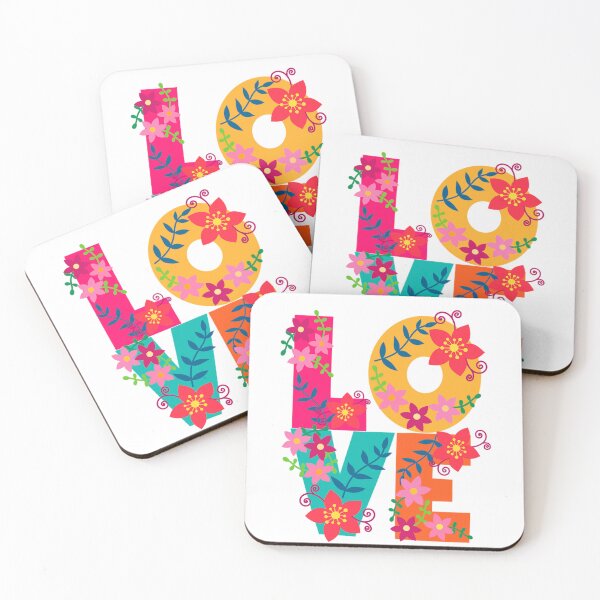 Item preview, Colorful Love typography with floral elements designed and sold by Mauswohn.