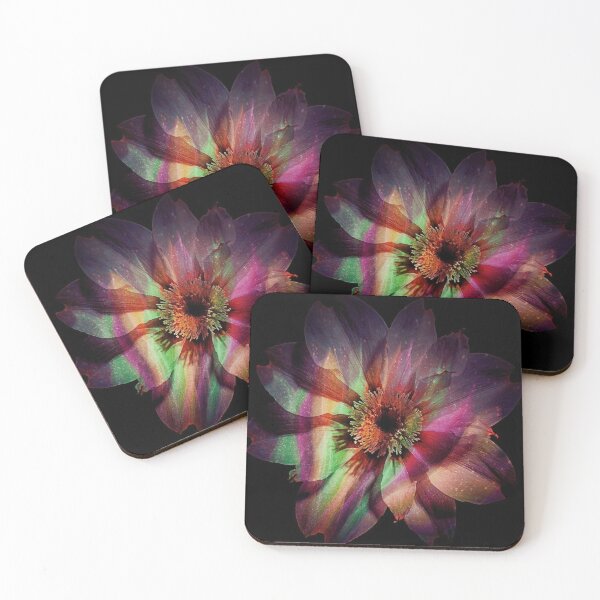 Item preview, Prismatic Dahlia | Dark Rainbow Iridescent Flower Art Print designed and sold by CunningMaskPrints.