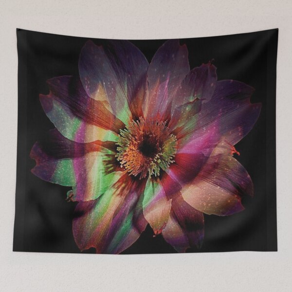 Item preview, Prismatic Dahlia | Dark Rainbow Iridescent Flower Art Print designed and sold by CunningMaskPrints.