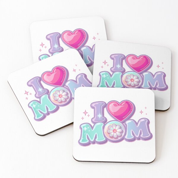 Item preview, Kawaii Pastel I Love Mom Bubble Letter Heart Sticker designed and sold by Lu7u.