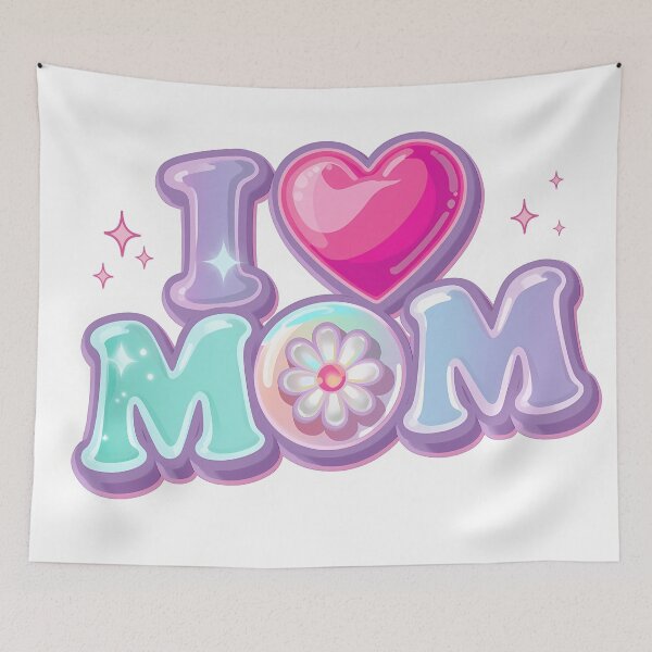 Item preview, Kawaii Pastel I Love Mom Bubble Letter Heart Sticker designed and sold by Lu7u.