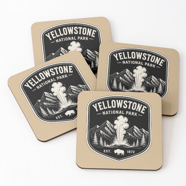 Item preview, Yellowstone National Park Vintage Badge – Old Faithful Geyser Retro Mountain Design designed and sold by ThreadTheory976.