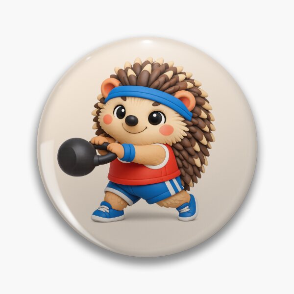 Item preview, Cute Hedgehog Kettlebell Workout | Kawaii Gym Animal 3D CGI Fitness Design designed and sold by Moons Studio.