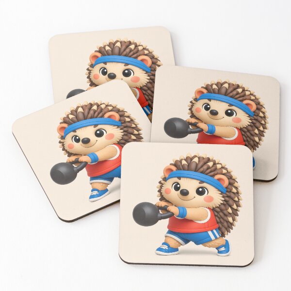 Item preview, Cute Hedgehog Kettlebell Workout | Kawaii Gym Animal 3D CGI Fitness Design designed and sold by Moons Studio.