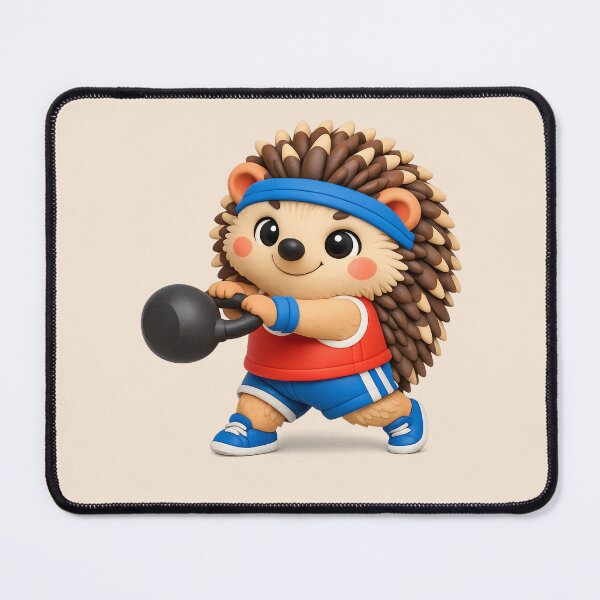 Item preview, Cute Hedgehog Kettlebell Workout | Kawaii Gym Animal 3D CGI Fitness Design designed and sold by Moons Studio.