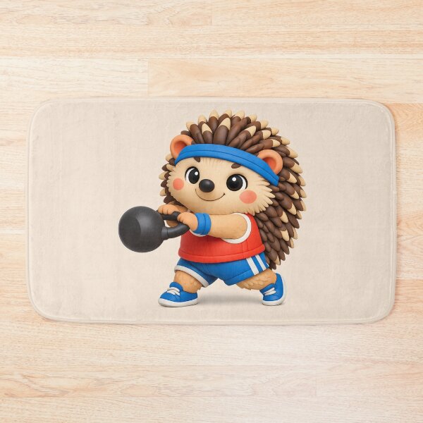 Item preview, Cute Hedgehog Kettlebell Workout | Kawaii Gym Animal 3D CGI Fitness Design designed and sold by Moons Studio.