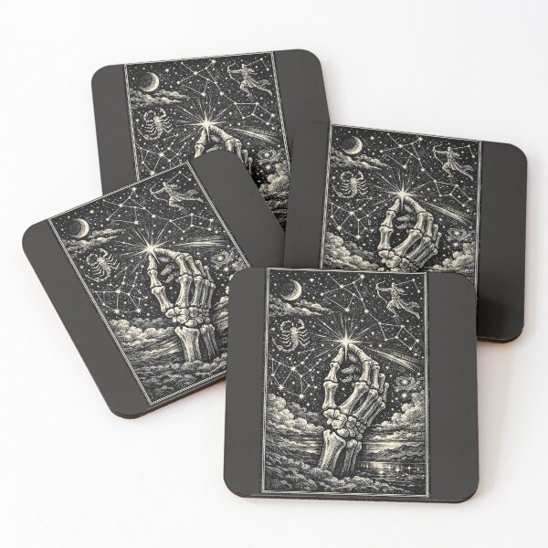 Item preview, The Hand of Fate | Vintage Etching Skeletal & Celestial Constellation Art designed and sold by Studio77-Gothic.