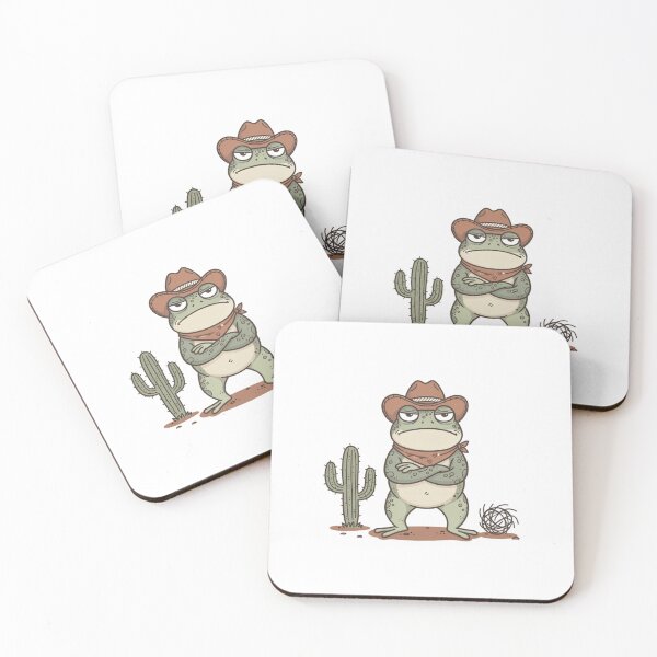 Item preview, Cowboy Frog With Cactus Pocket Creatures Funny Animal Sticker designed and sold by Panom Suavichien.