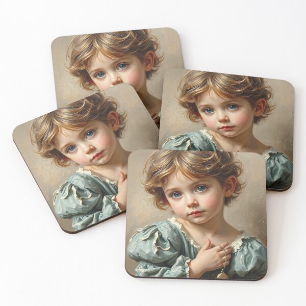 Item preview, Classical Oil Style Portrait of a Young Girl in Green Dress with Gold Locket designed and sold by Art-Inspir-AI.