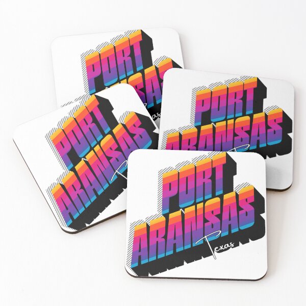 Item preview, Port Aransas Texas Retro 80s Rainbow Stripe Typography Graphic Tee designed and sold by DonnaRaine.