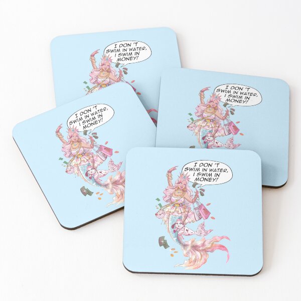 Item preview, Funny Rich Mermaid Swimming in Money Comic Art designed and sold by TeamLouOfficial.