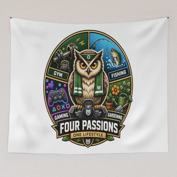 Item preview, Four Passions Owl Hobby Gift designed and sold by InkNovaLab.