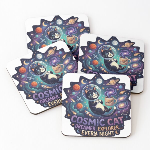 Item preview, Cosmic Cat: Dreamer, Explorer, Every Night - Space Aesthetic designed and sold by Csstoree.