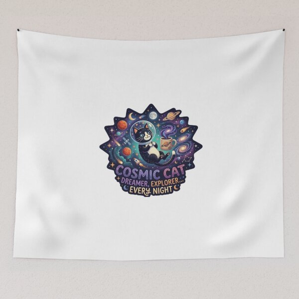 Item preview, Cosmic Cat: Dreamer, Explorer, Every Night - Space Aesthetic designed and sold by Csstoree.