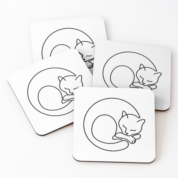 Item preview, Minimalist Continuous Single Line Sleeping Cat Art designed and sold by AuraDraftStudio.