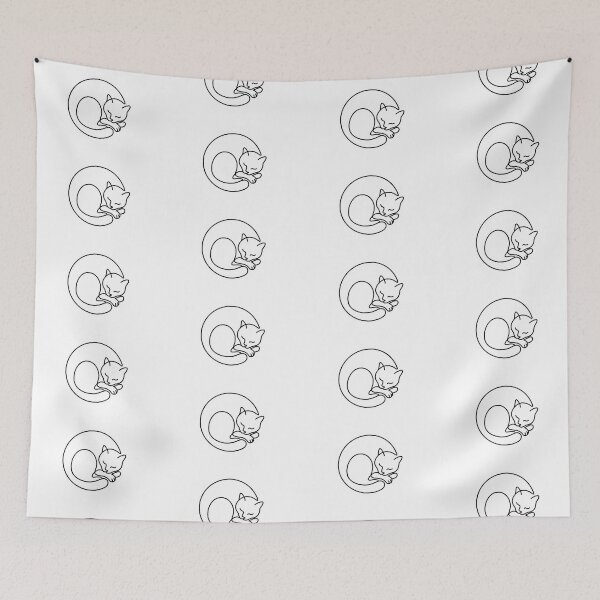 Item preview, Minimalist Continuous Single Line Sleeping Cat Art designed and sold by AuraDraftStudio.