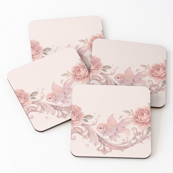 Item preview, Elegant Vintage Goldfish & Floral Ornamental Draped Design in Soft Blush Tones designed and sold by 123Rainbow.