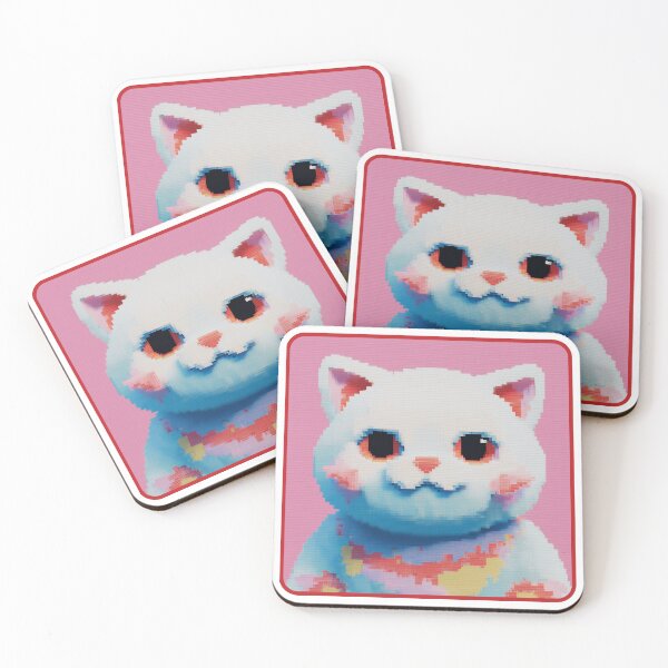 Item preview, Cute Smiling White Cat Happy Kawaii Minimal Design designed and sold by Meow-Attitude.