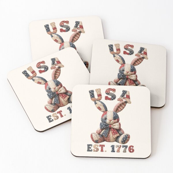 Item preview, Patchwork Bunny USA EST 1776 Vintage Americana Quilt designed and sold by SweetLilith.