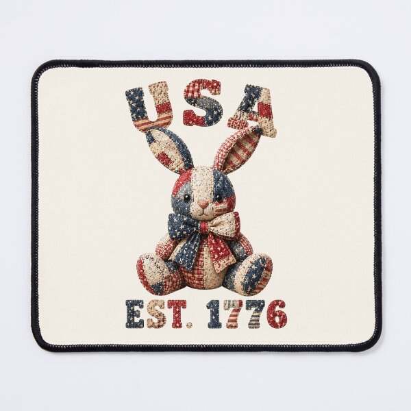 Item preview, Patchwork Bunny USA EST 1776 Vintage Americana Quilt designed and sold by SweetLilith.