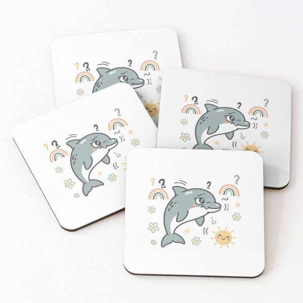 Item preview, Confused Dolphin With Rainbow Pocket Creatures Cute Animal designed and sold by Panom Suavichien.