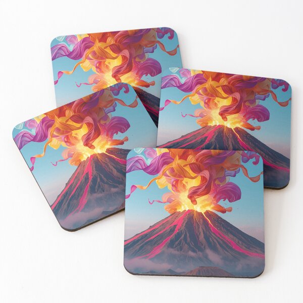 Item preview, Eruption of Color - Surreal Volcano with Vibrant Fabric Smoke Art designed and sold by UnRealS.