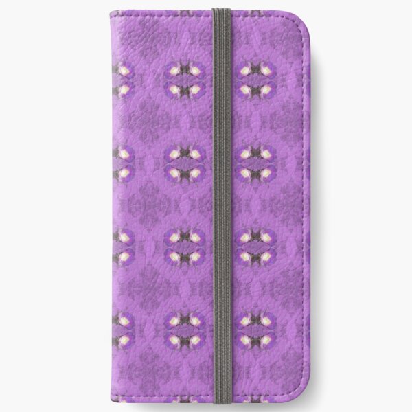 elegant curling fern, old fashioned rose pattern on purple iPhone Wallet