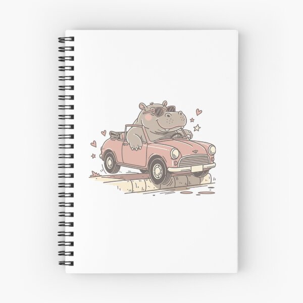 Item preview, Hippo Driving Pink Car Pocket Creatures Cute Animal designed and sold by Panom Suavichien.