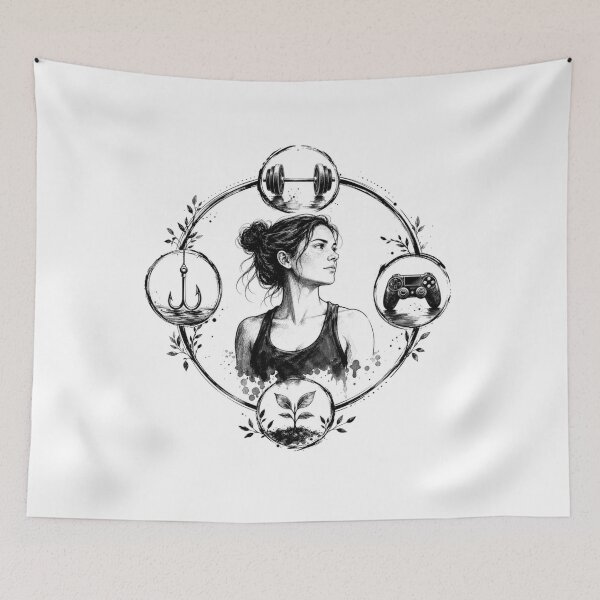 Item preview, Fitness Gaming Fishing Girl designed and sold by InkNovaLab.