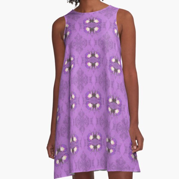 Item preview, elegant curling fern, old fashioned rose pattern on purple designed and sold by Dawna Morton.