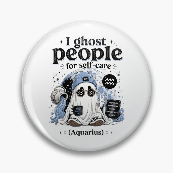 Item preview, I Ghost People for Self-Care – Aquarius Moon Sign Funny Zodiac T-Shirt designed and sold by ZorviqueStudio.