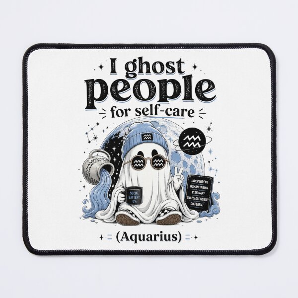 Item preview, I Ghost People for Self-Care – Aquarius Moon Sign Funny Zodiac T-Shirt designed and sold by ZorviqueStudio.