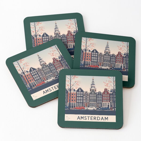 Item preview, 4 Amsterdam Netherlands Travel Poster Canal City Wall Art European Vacation Print designed and sold by brigivantmh.