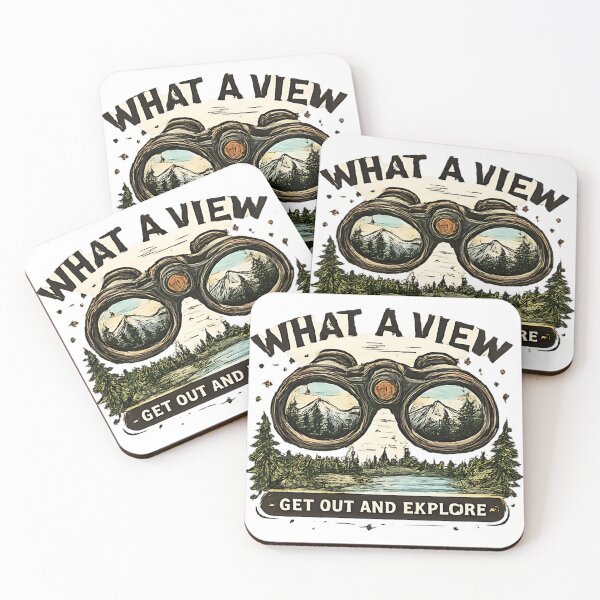 Item preview, Nature Travel Binoculars With Mountain Reflection Illustration Adventure Art designed and sold by anandariki.