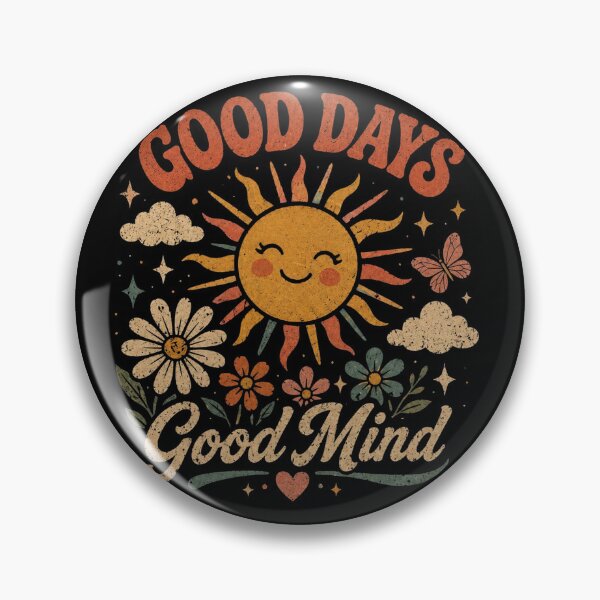 Item preview, Good Days Good Mind - Retro Sun and Floral Positivity designed and sold by LunaVales.