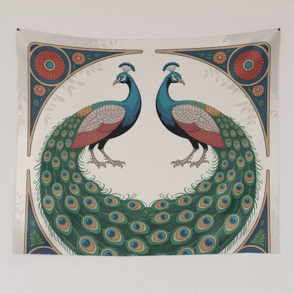 Item preview, Art Nouveau Peacock Wall Art – Luxury Ornamental Jewel Tone Illustration designed and sold by Tamas Das.