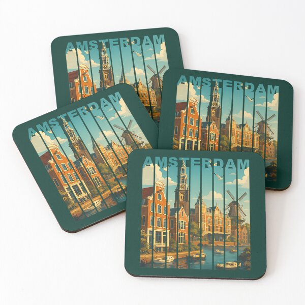 Item preview, 19 Greetings From Amsterdam Neatherland - Modern Colorful City View designed and sold by brigivantmh.