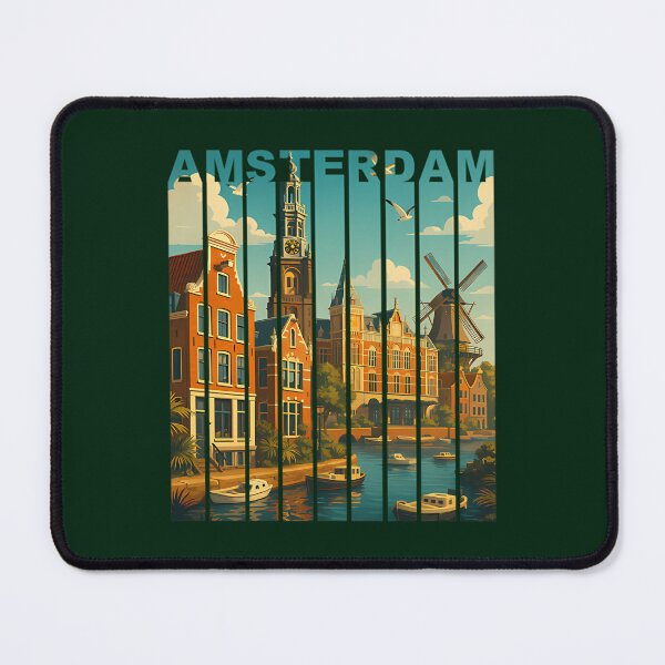 Item preview, 19 Greetings From Amsterdam Neatherland - Modern Colorful City View designed and sold by brigivantmh.