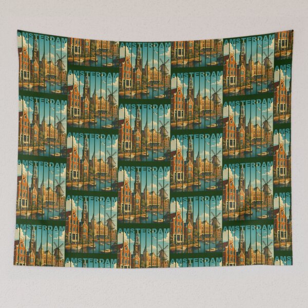 Item preview, 19 Greetings From Amsterdam Neatherland - Modern Colorful City View designed and sold by brigivantmh.
