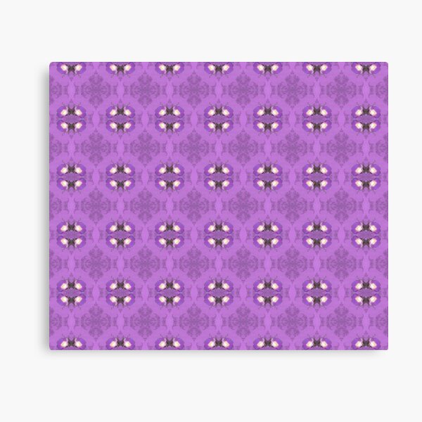 elegant curling fern, old fashioned rose pattern on purple Canvas Print