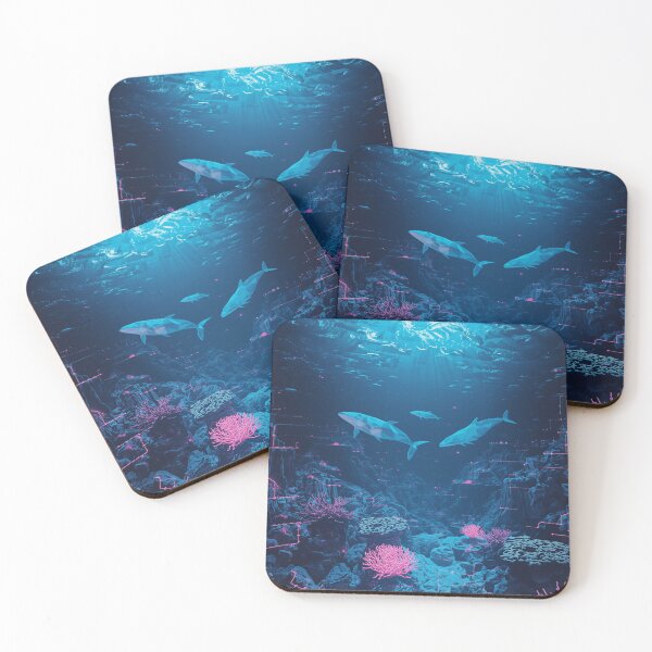Item preview, Digital Ocean Shower Curtain – Futuristic Neon Sea Life Art designed and sold by Luminous Wilds.