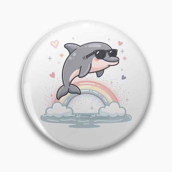 Item preview, Cool Dolphin Over Rainbow Pocket Creatures Funny Animal  designed and sold by Panom Suavichien.