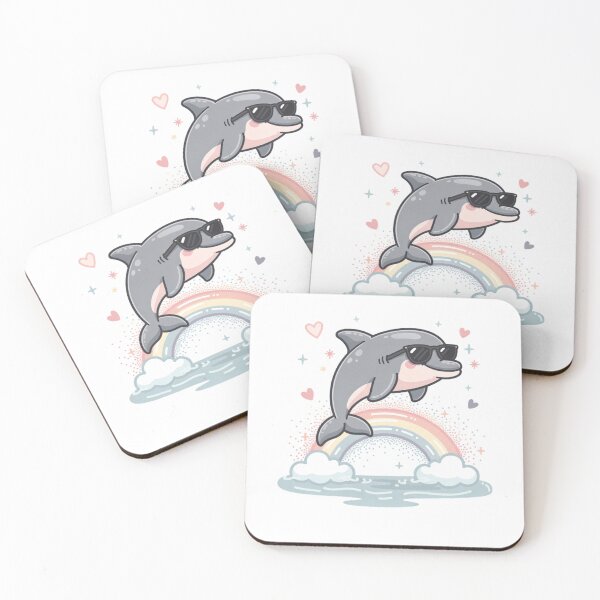 Item preview, Cool Dolphin Over Rainbow Pocket Creatures Funny Animal  designed and sold by Panom Suavichien.