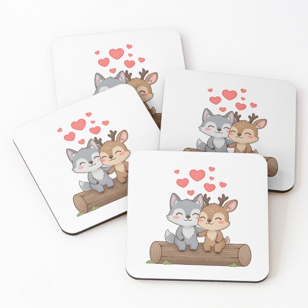 Item preview, Cute Wolf and Deer Love Duo designed and sold by naragon4289.