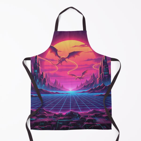 Item preview, Synthwave Fantasy Curtain – Neon Retro Landscape Home Decor designed and sold by Luminous Wilds.