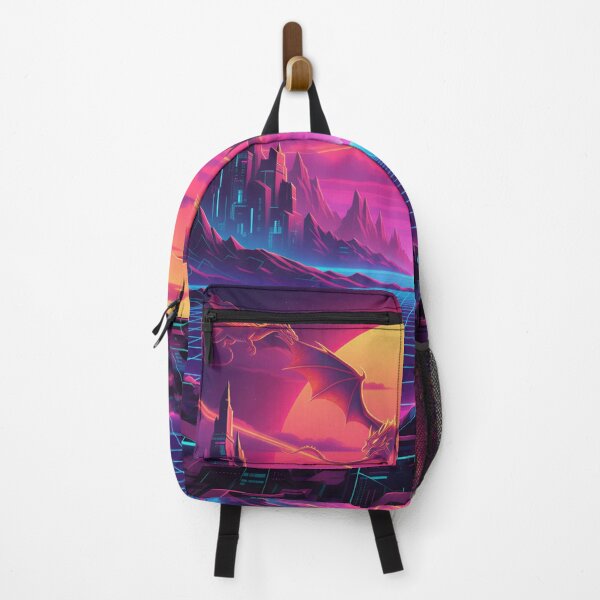 Item preview, Synthwave Fantasy Curtain – Neon Retro Landscape Home Decor designed and sold by Luminous Wilds.