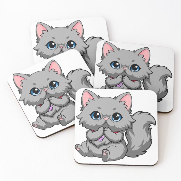 Item preview, Cute Grey Persian Cat Begging Kawaii Chibi Kitten designed and sold by el.azraq.